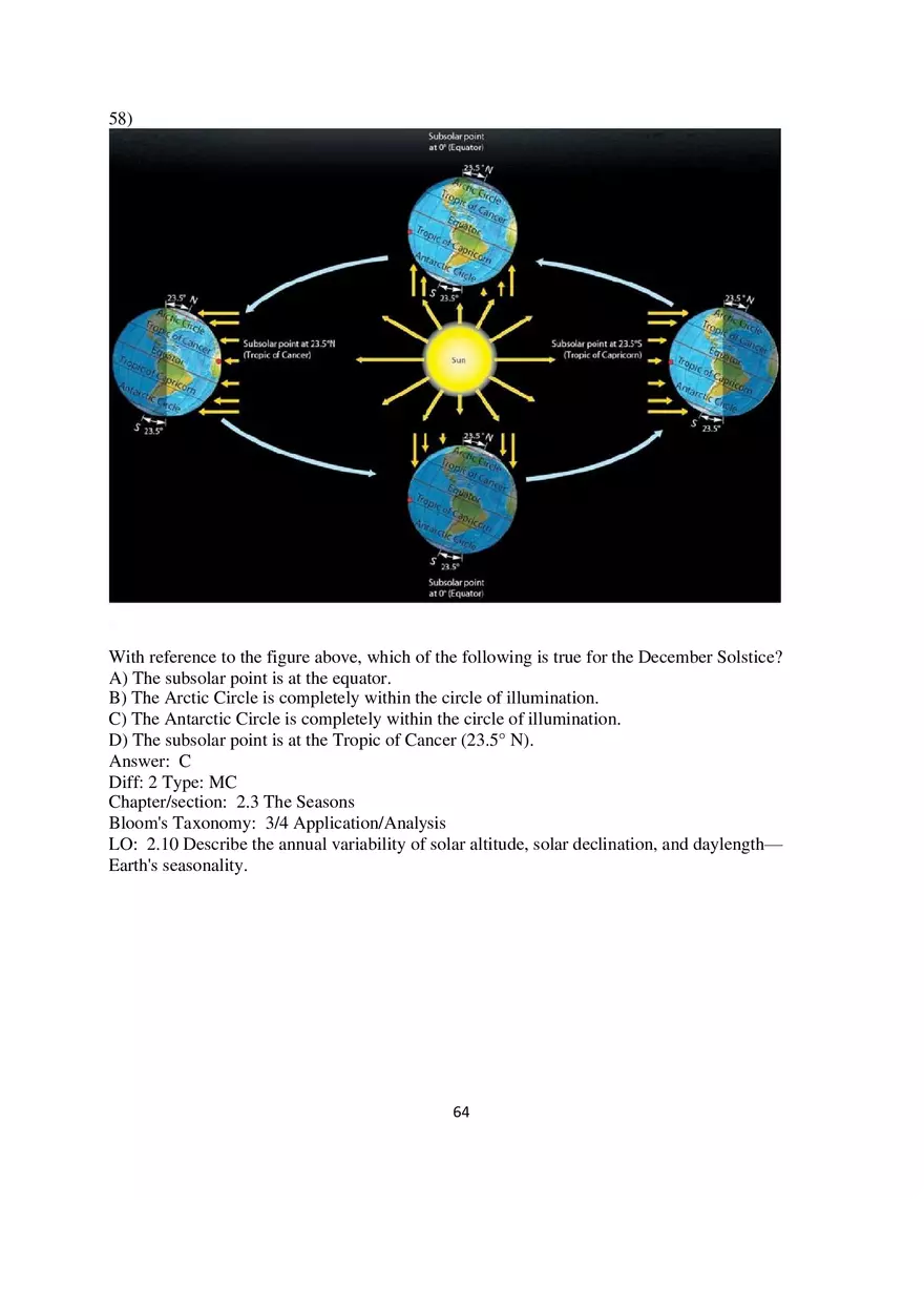 Chapter 2 Solar Energy to Earth and the Seasons Multiple Choice - Page 9