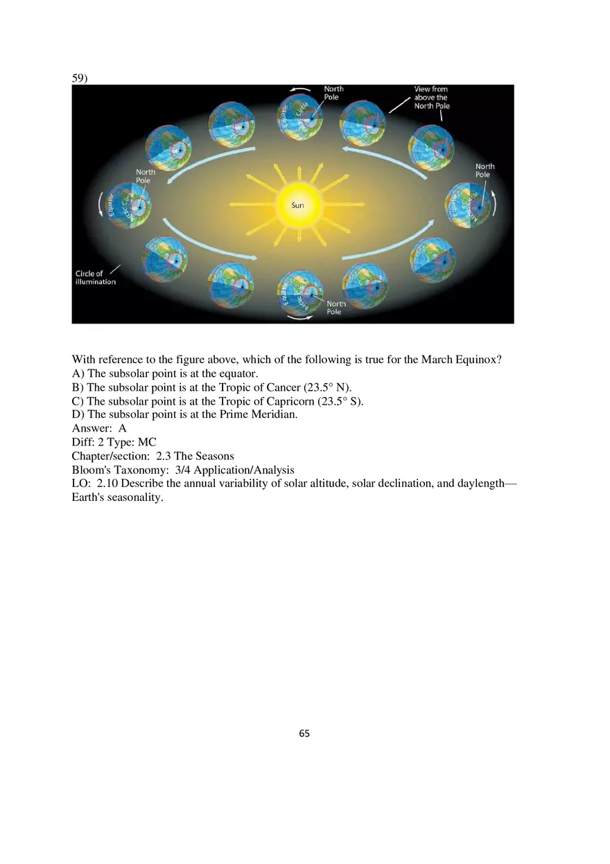Chapter 2 Solar Energy to Earth and the Seasons Multiple Choice - Page 10