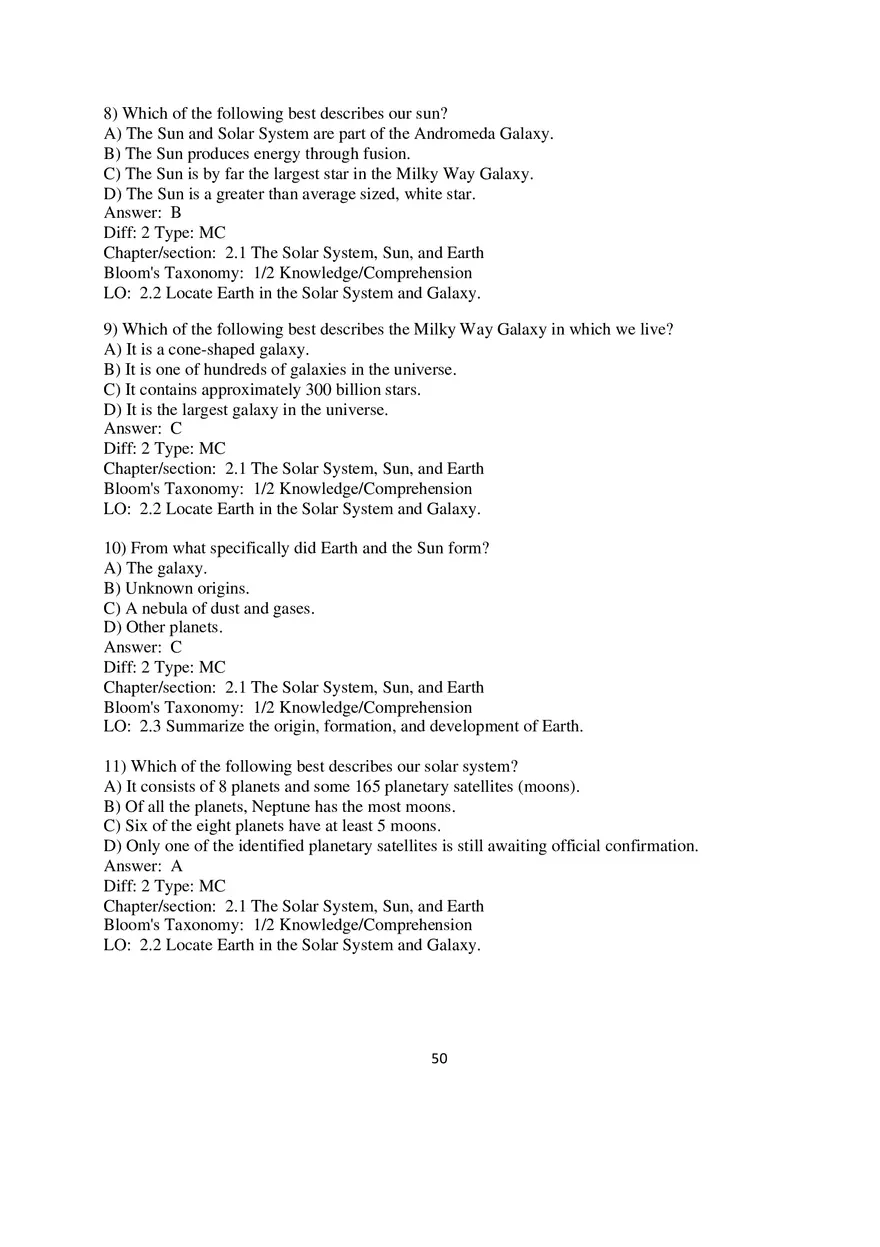 Chapter 2 Solar Energy to Earth and the Seasons Multiple Choice - Page 13