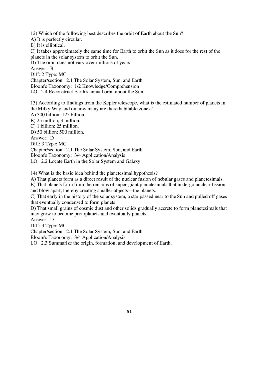 Chapter 2 Solar Energy to Earth and the Seasons Multiple Choice - Page 21