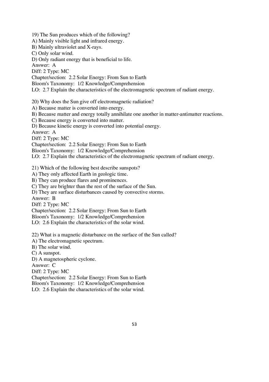 Chapter 2 Solar Energy to Earth and the Seasons Multiple Choice - Page 23