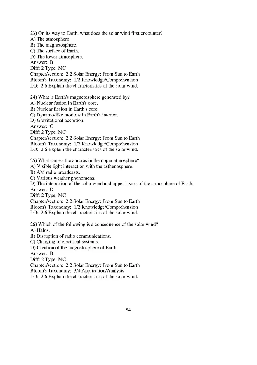 Chapter 2 Solar Energy to Earth and the Seasons Multiple Choice - Page 24