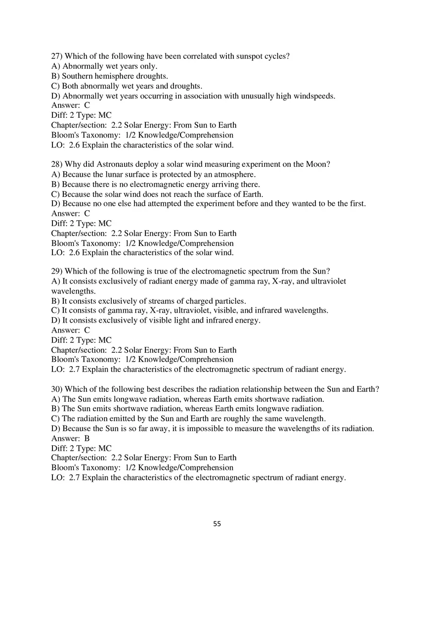 Chapter 2 Solar Energy to Earth and the Seasons Multiple Choice - Page 25