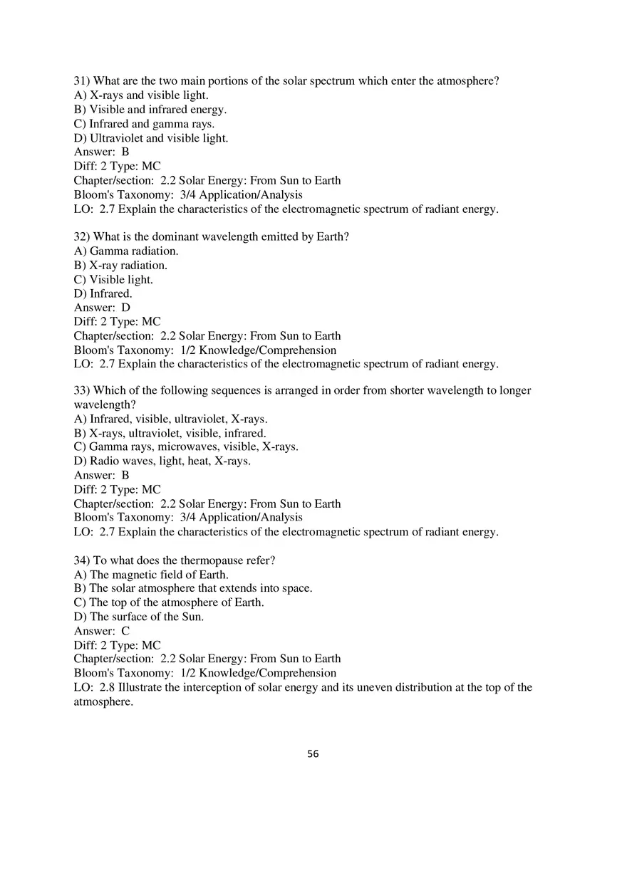 Chapter 2 Solar Energy to Earth and the Seasons Multiple Choice - Page 26