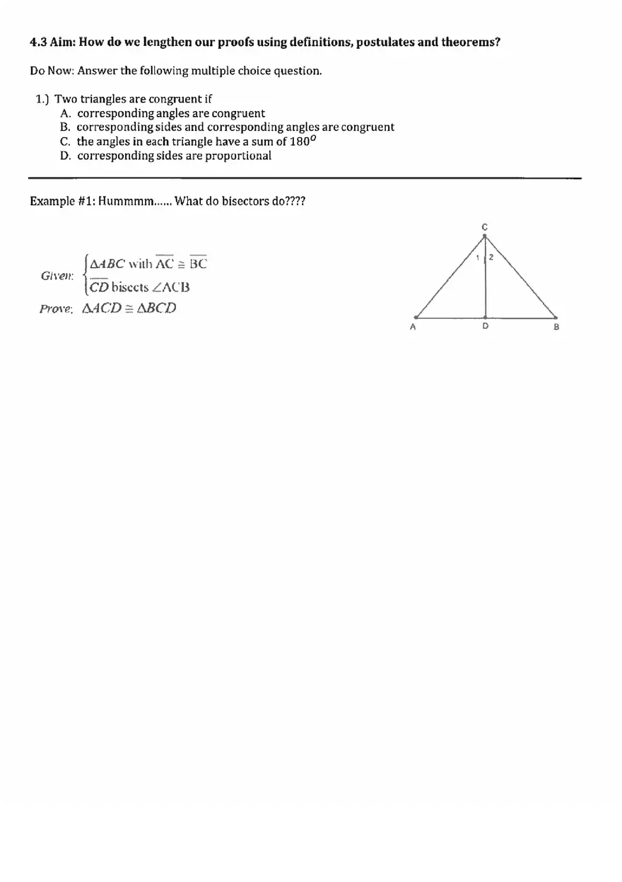 Unit 4.3 Congruent Triangles - Page 1