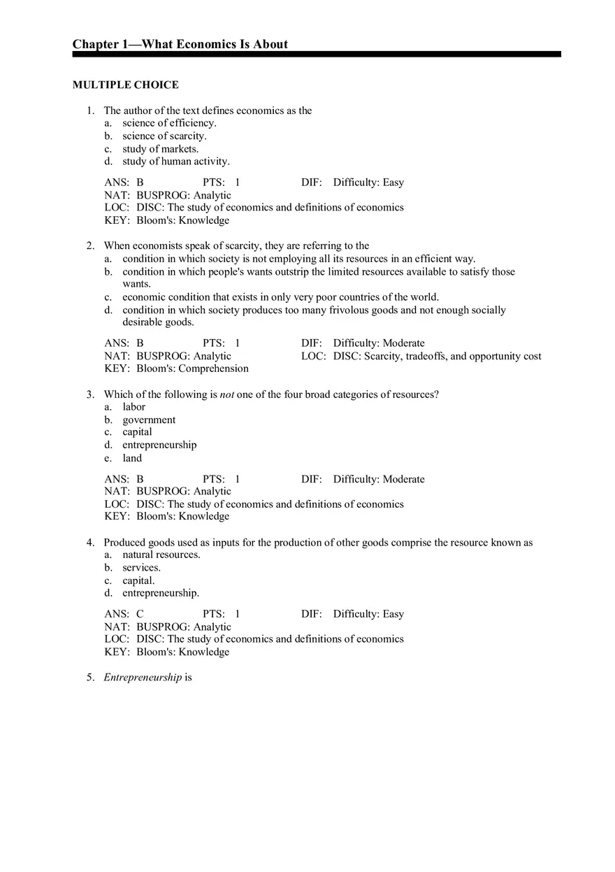 Chapter 1 What Economics Is About Part 1 - Page 1