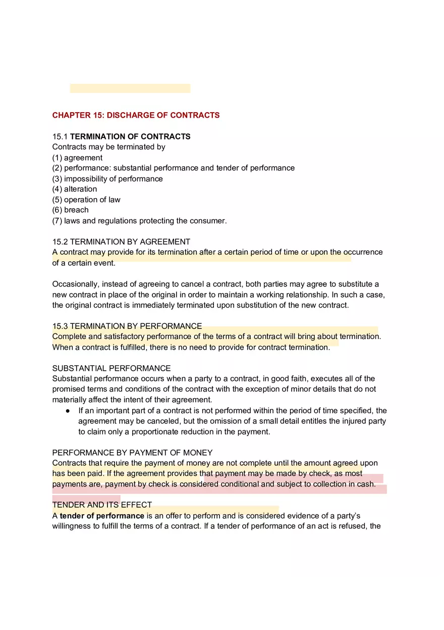 Chapter 15 Discharge of Contracts - Page 1