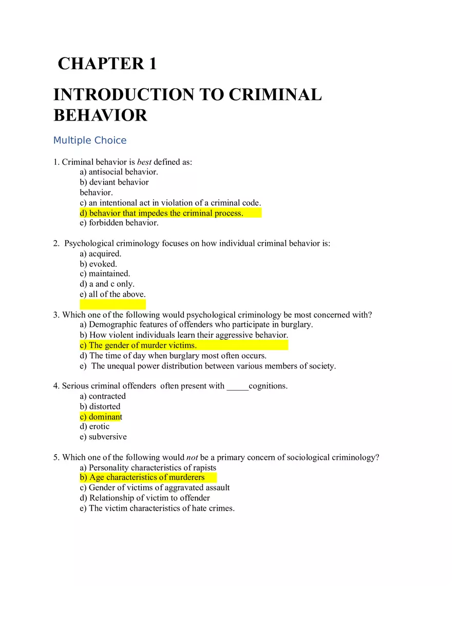 Chapter 1 Introduction to Criminal Behavior - Page 1