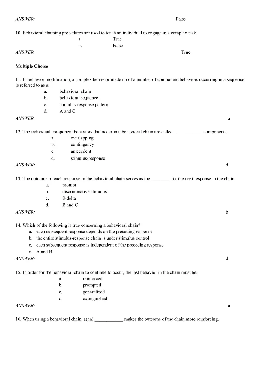 In Order for the Behavioral Chain to Continue to Occur, the Last Behavior in the Chain Must Be - Page 2