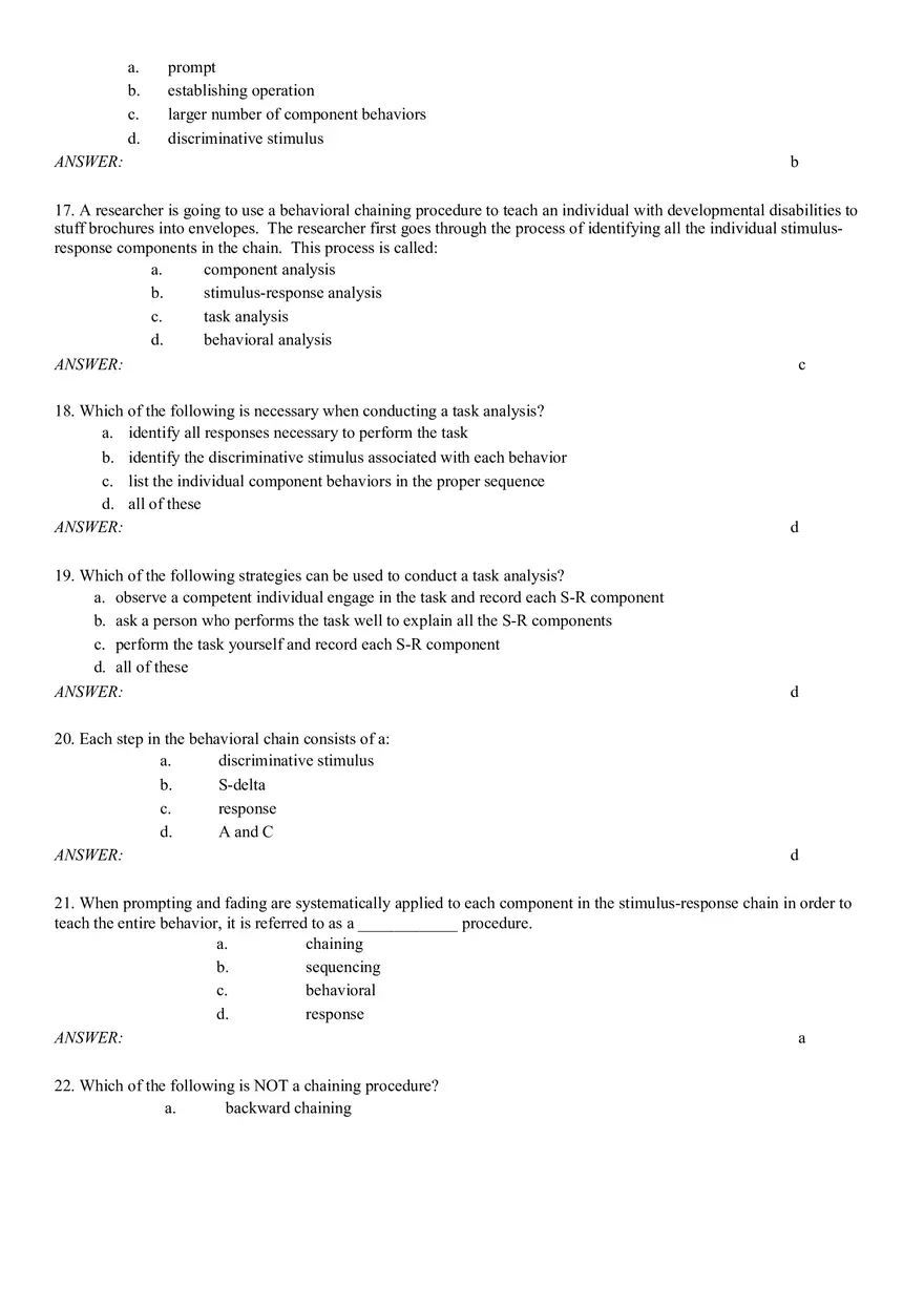 In Order for the Behavioral Chain to Continue to Occur, the Last Behavior in the Chain Must Be - Page 3