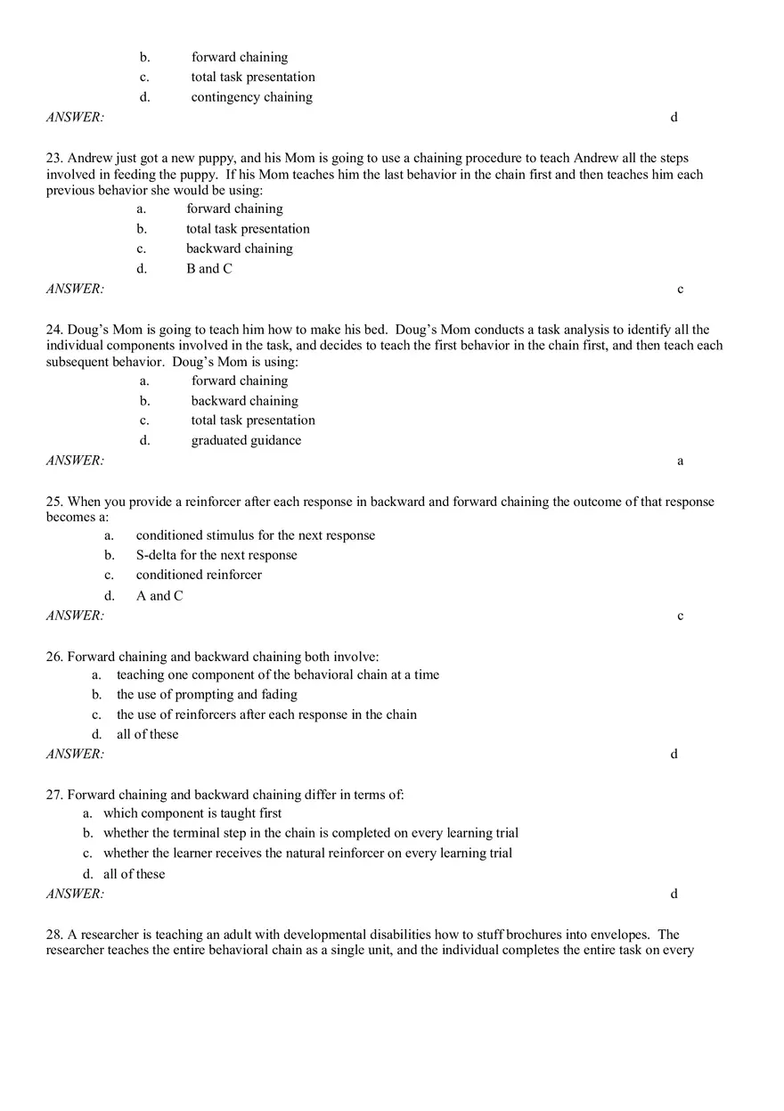 In Order for the Behavioral Chain to Continue to Occur, the Last Behavior in the Chain Must Be - Page 4
