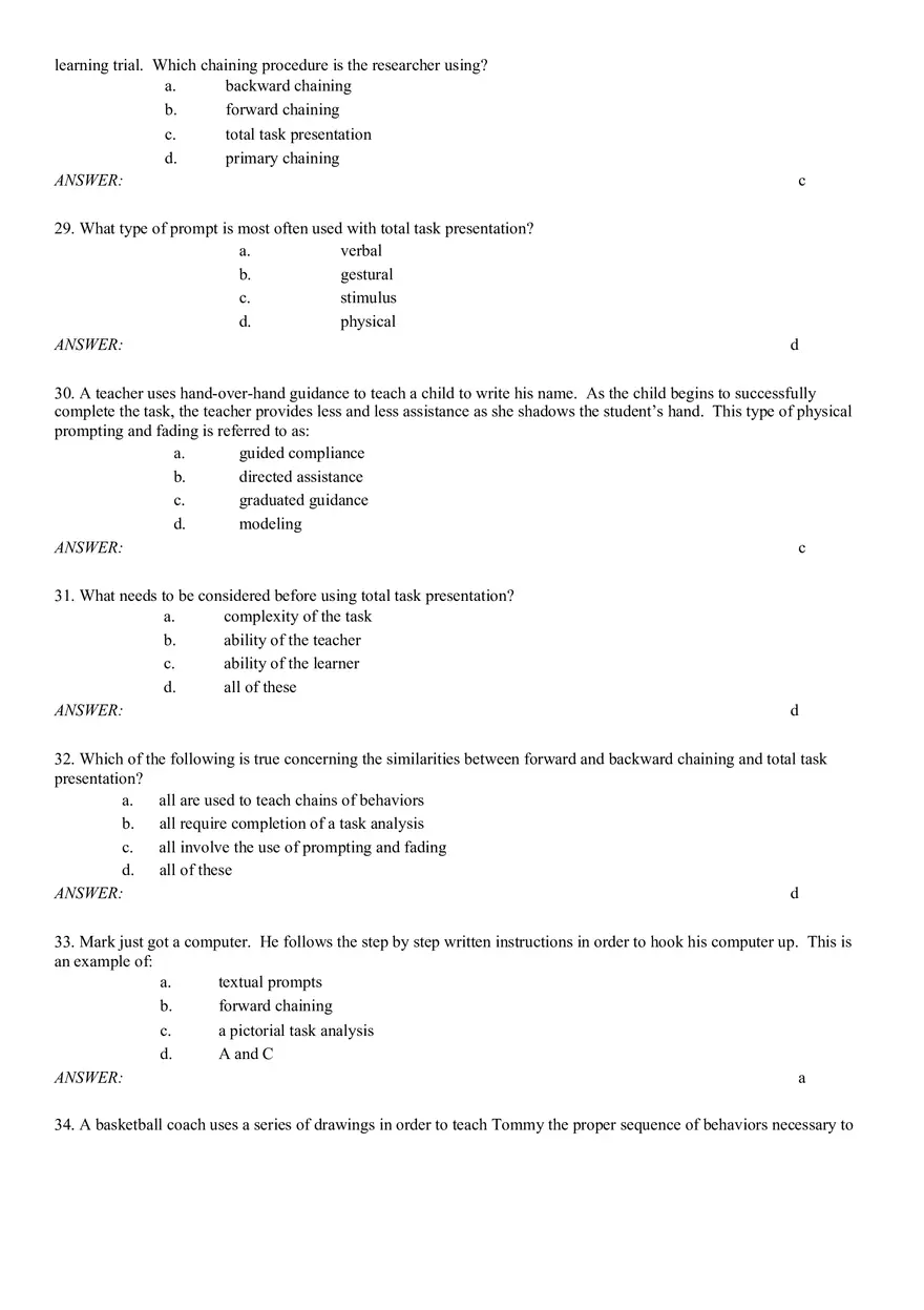 In Order for the Behavioral Chain to Continue to Occur, the Last Behavior in the Chain Must Be - Page 5