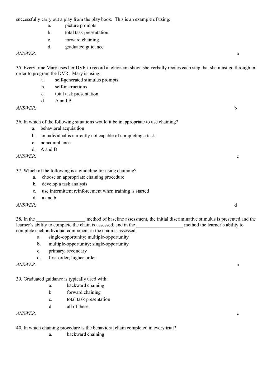In Order for the Behavioral Chain to Continue to Occur, the Last Behavior in the Chain Must Be - Page 6