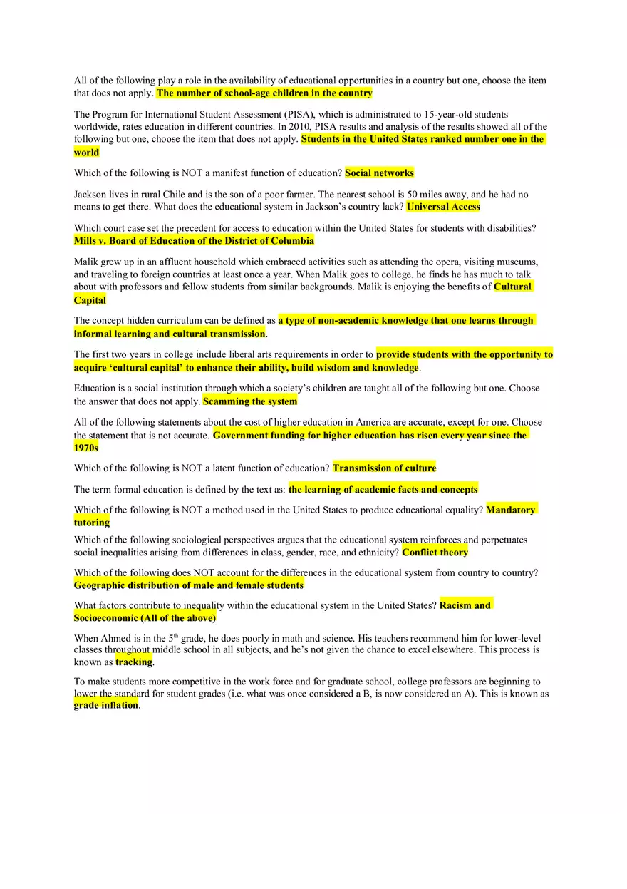 Sociology Test 5 Study Guide - Page 1
