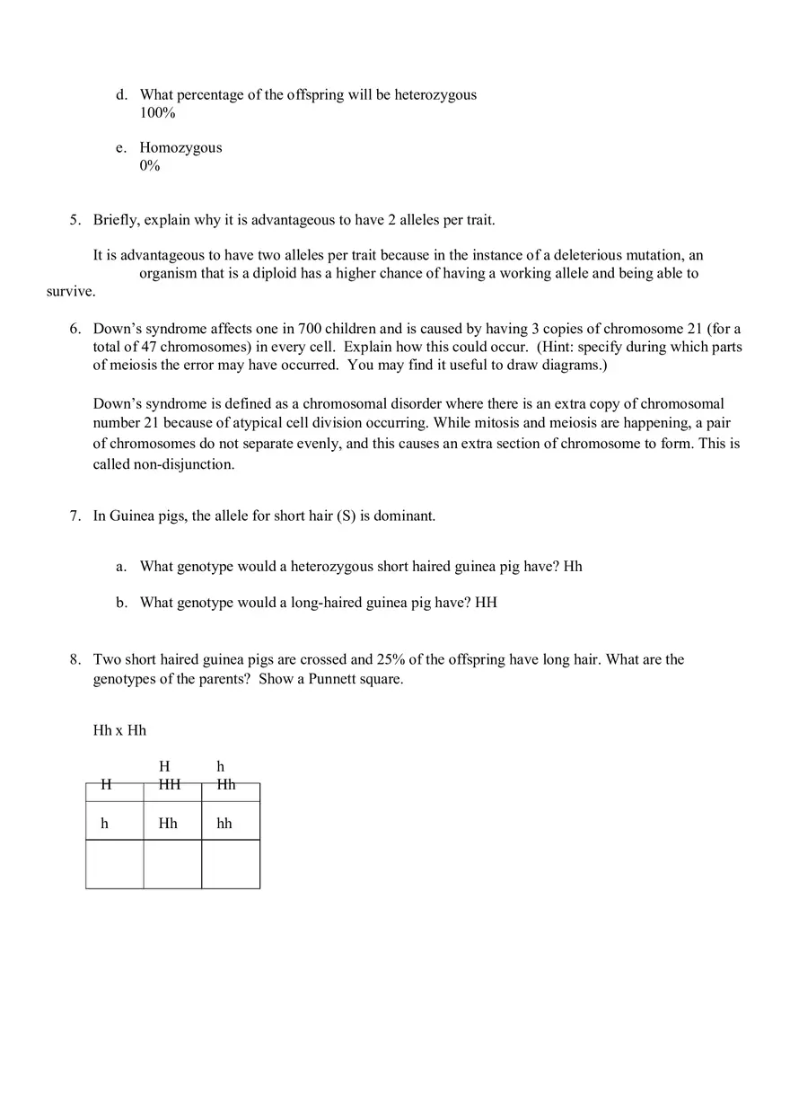 Genetic Problems Worksheet - Page 3