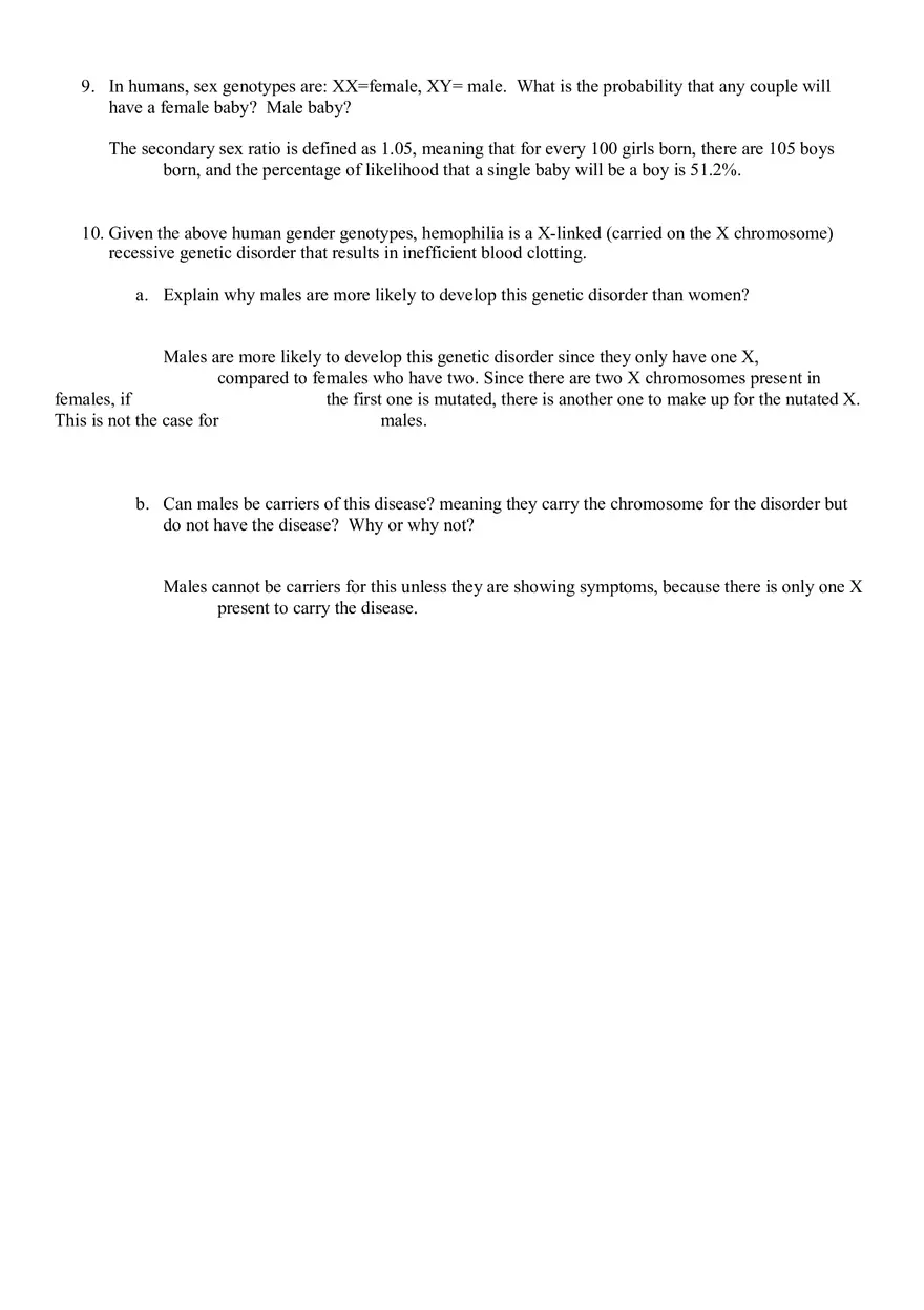 Genetic Problems Worksheet - Page 4