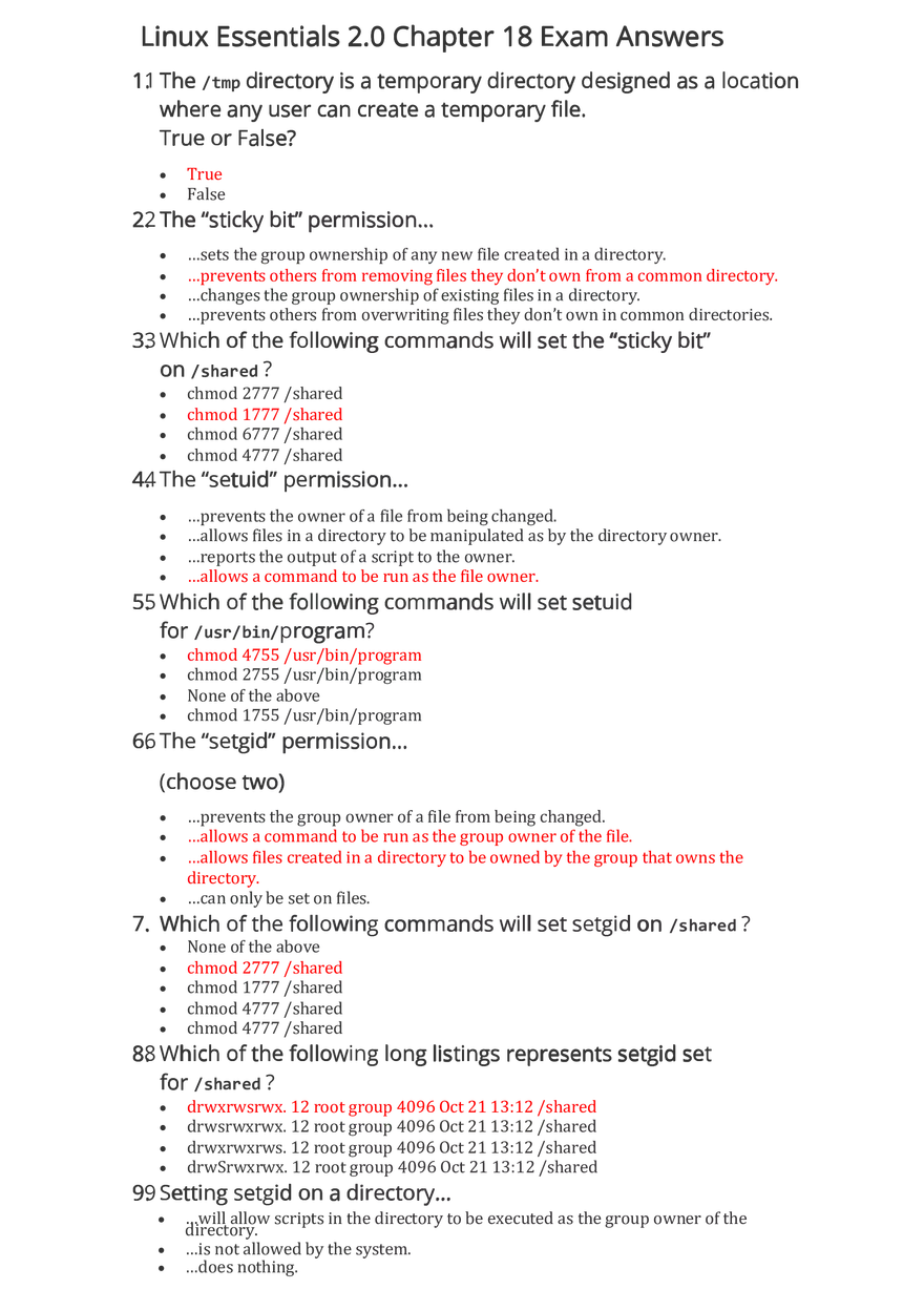 Linux Essentials 2.0 Chapter 18 Exam Answers - Page 1