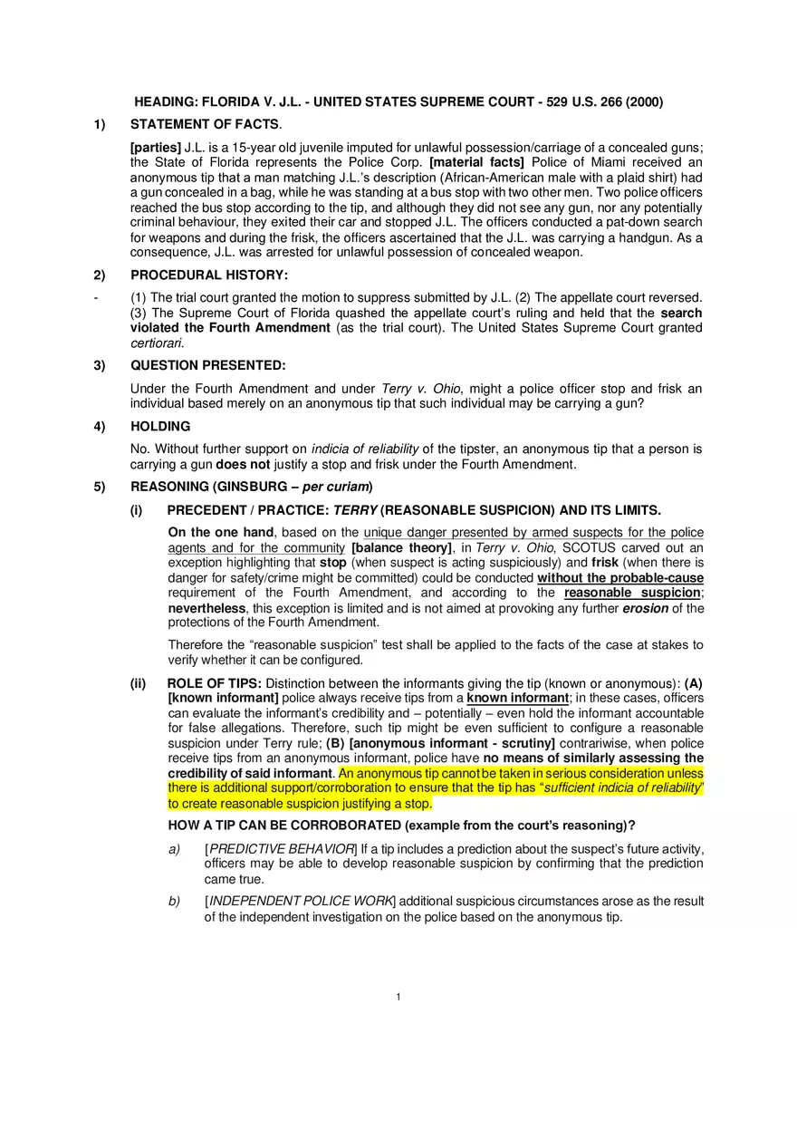 Florida v JL - Page 1