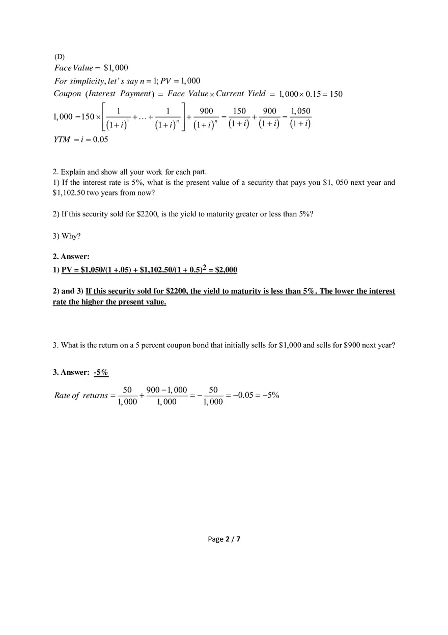 Which of the Following Face-Value Securities Has the Highest Yield to Maturity - Page 2