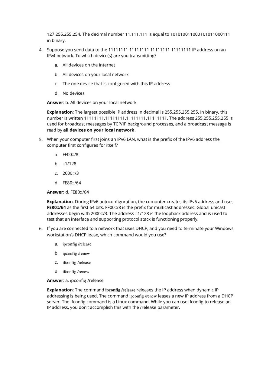 Network End of Chapter Review Questions - Page 2