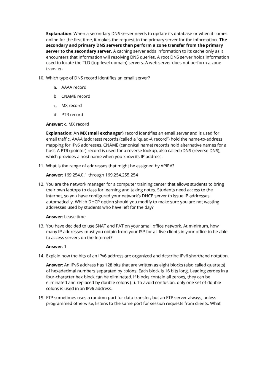 Network End of Chapter Review Questions - Page 4