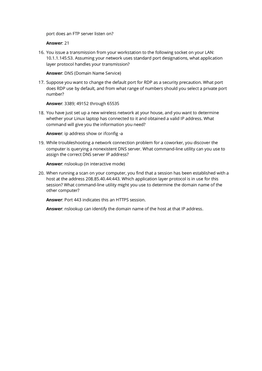 Network End of Chapter Review Questions - Page 5