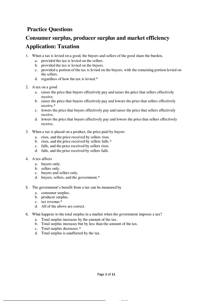 Practice Questions  Application Taxation - Page 1