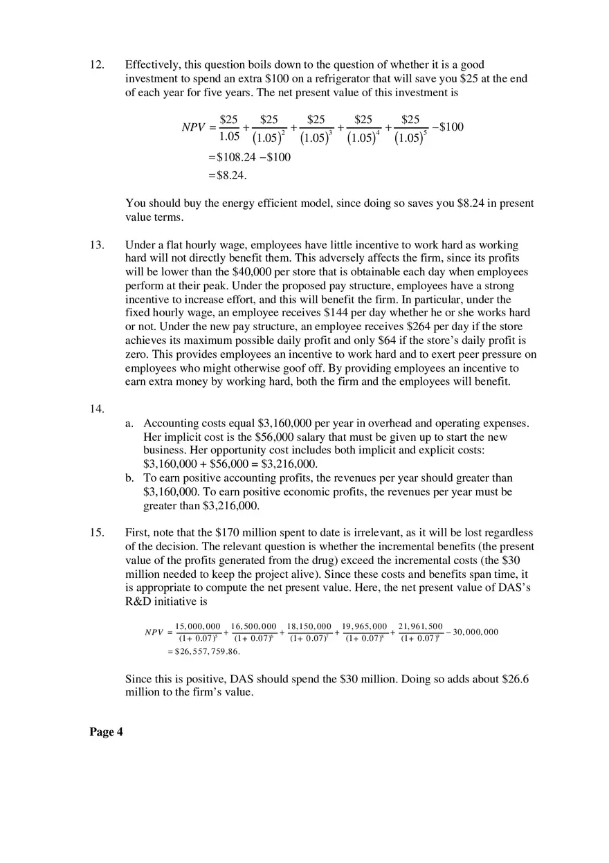 Managerial Economics Chapter 1 Answers to Questions and Problems - Page 4