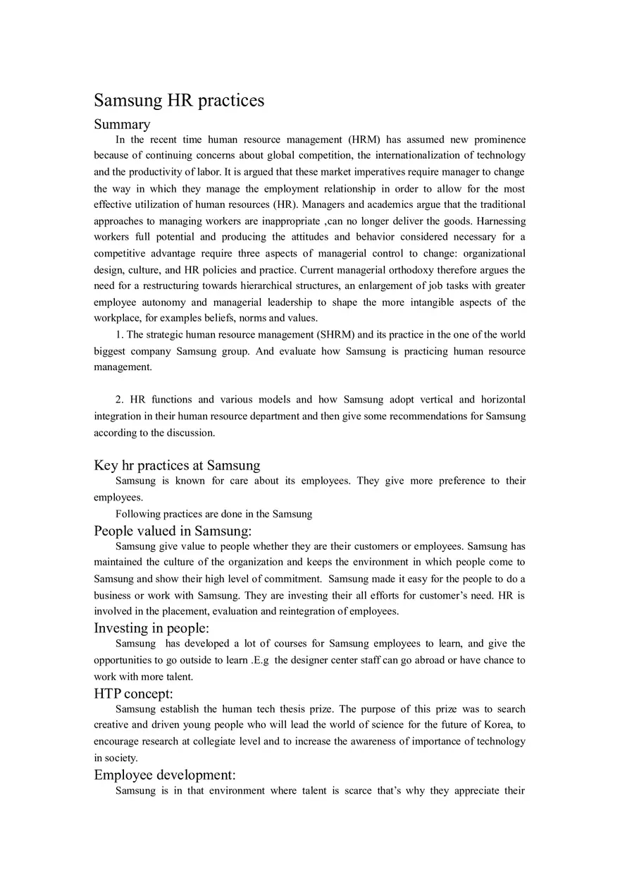 Samsung HR Practices - Page 1