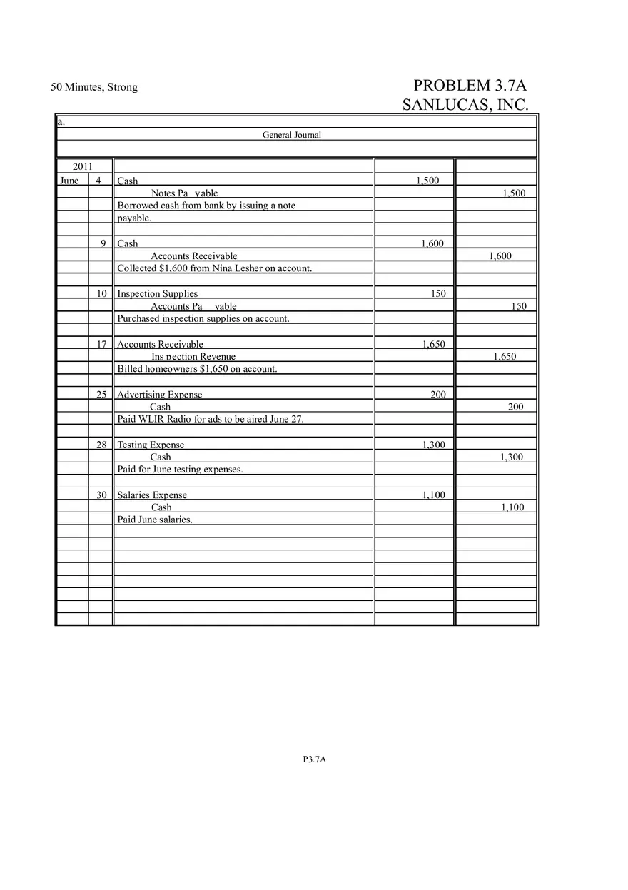 Problem 3.7A Sanlucas, Inc. - Page 1