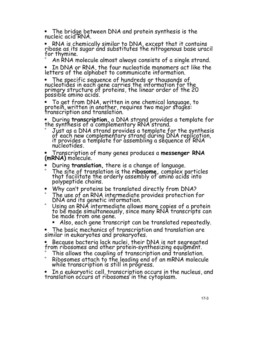 Chapter 17 From Gene to Protein Lecture Note - Page 11