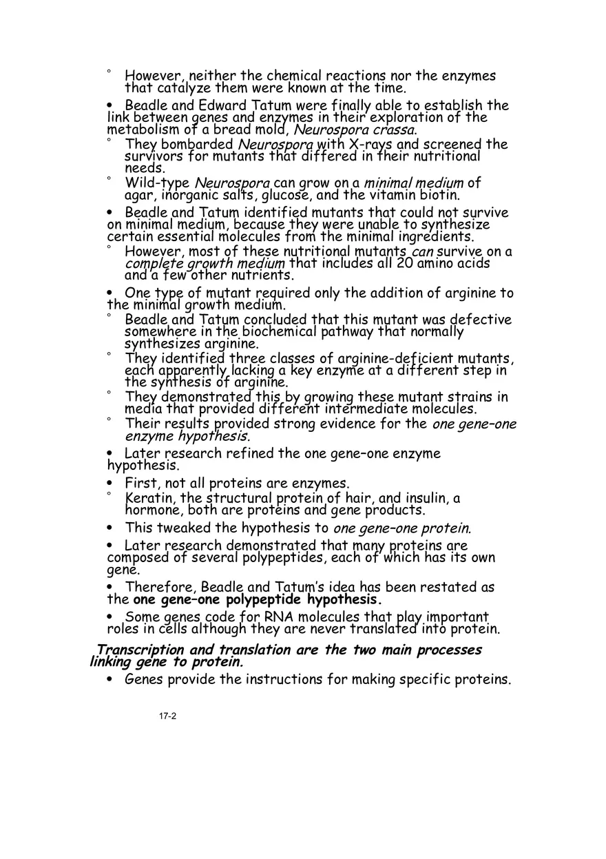 Chapter 17 From Gene to Protein Lecture Note - Page 2