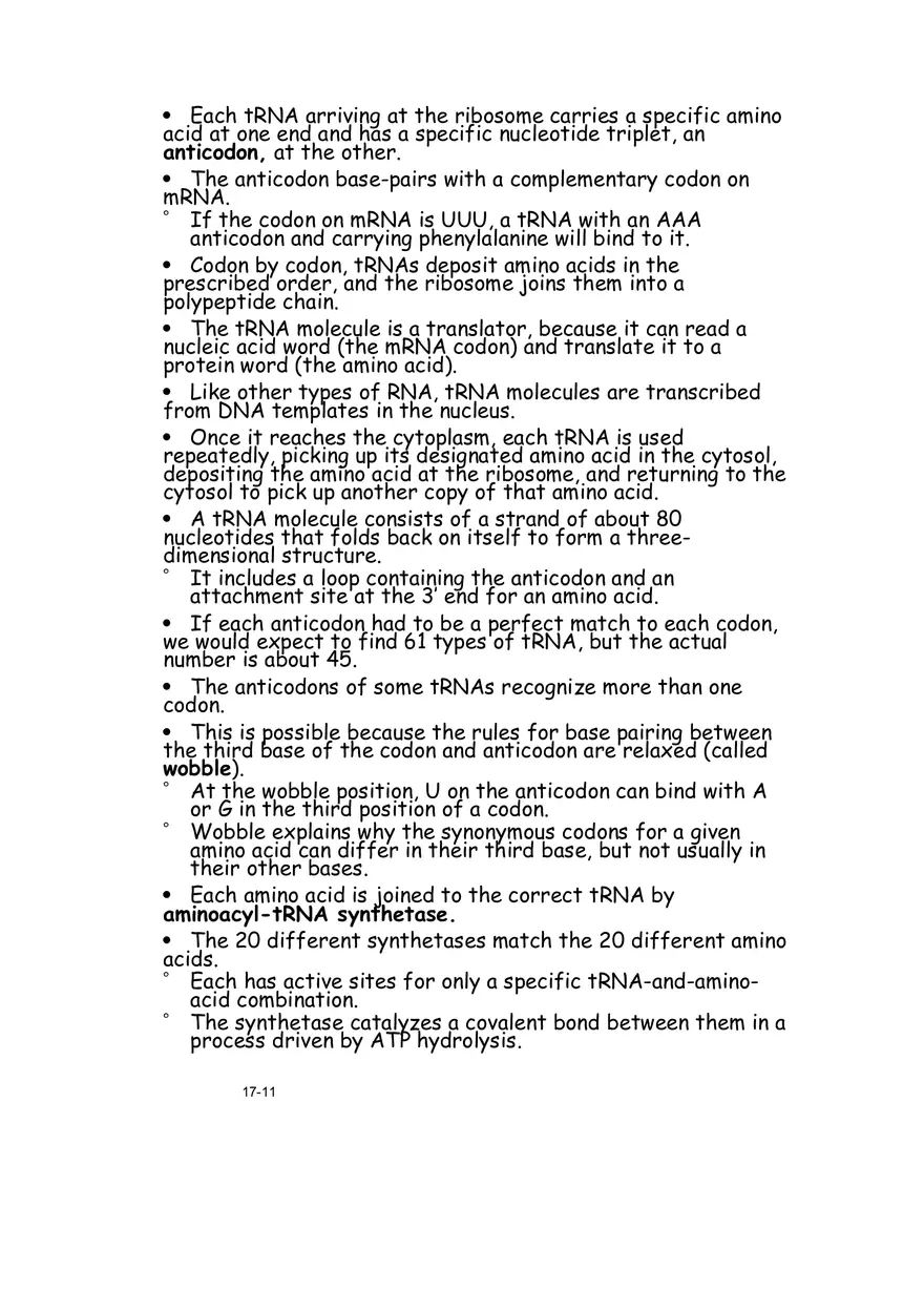 Chapter 17 From Gene to Protein Lecture Note - Page 3