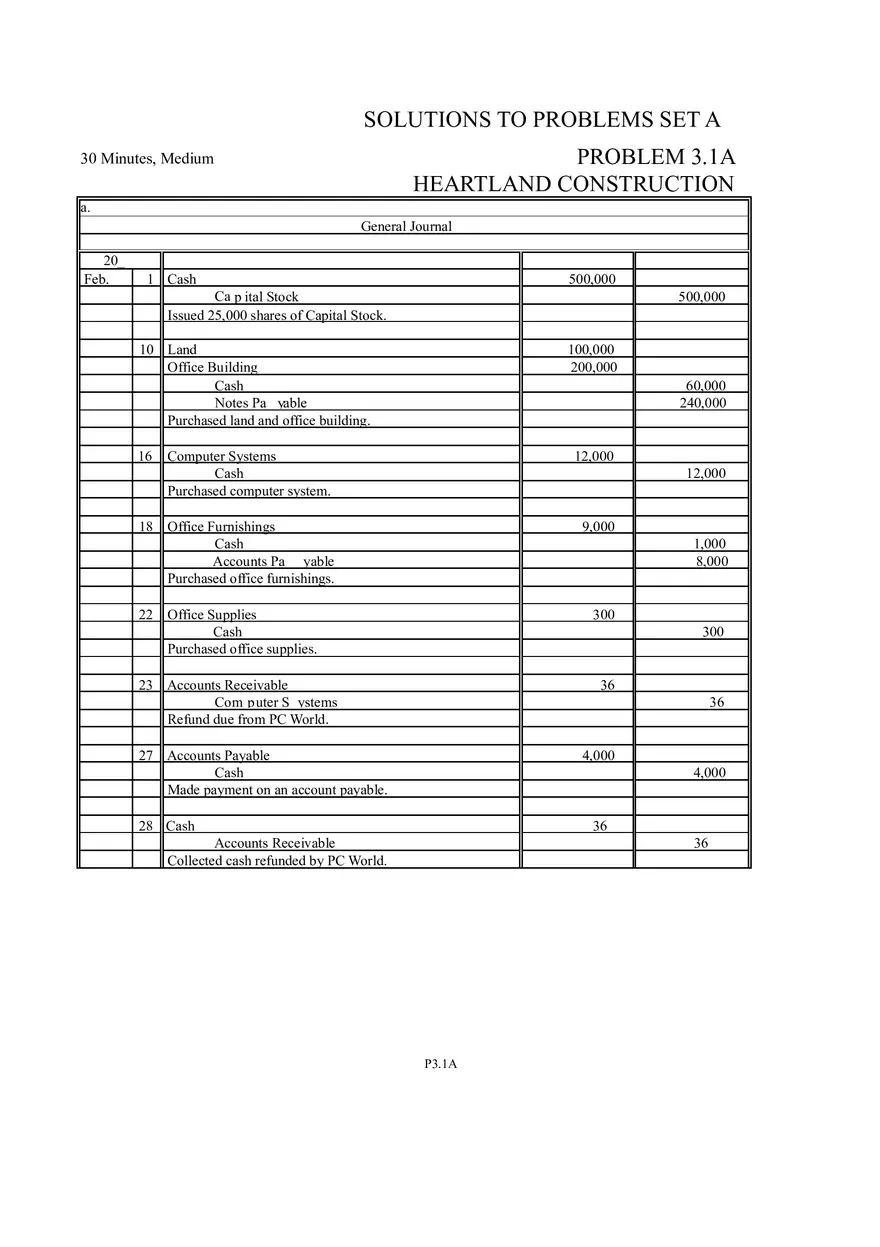 Problem 3.1A Heartland Construction - Page 1