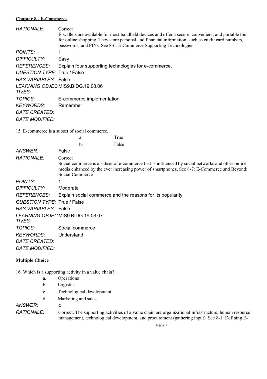 Chapter 8  E-Commerce Multiple Choice Part 1 - Page 1