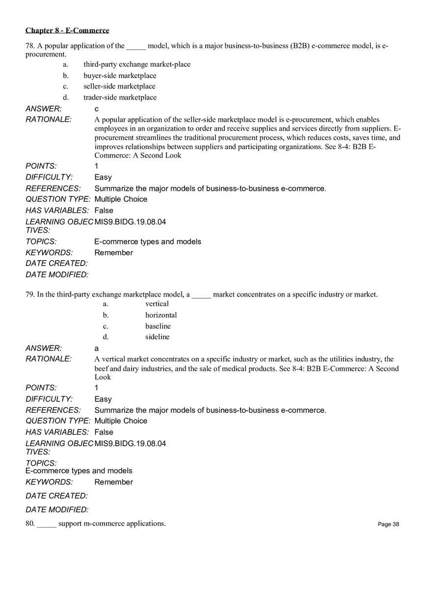 Chapter 8  E-Commerce Multiple Choice Part 3 - Page 7
