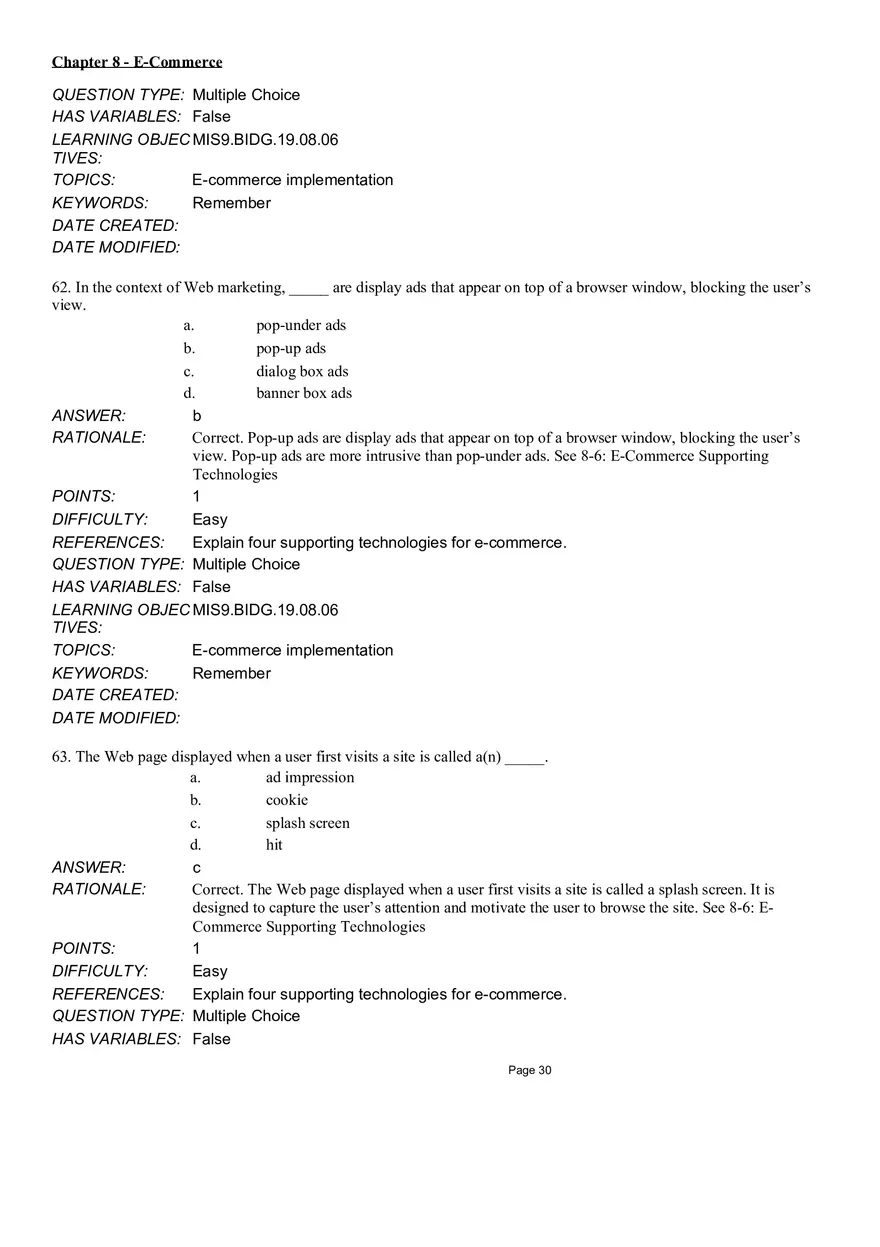 Chapter 8  E-Commerce Multiple Choice Part 3 - Page 15