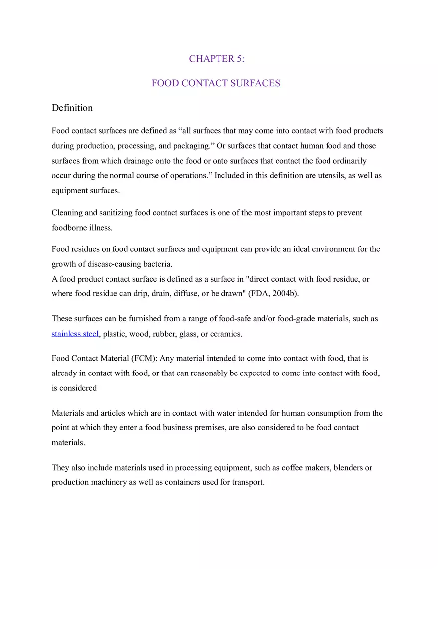 Chapter 5 Food Contact Surfaces - Page 1