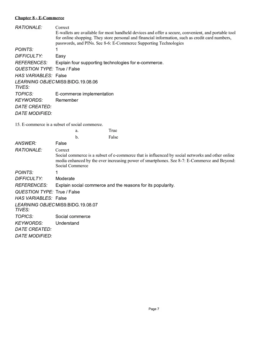 Chapter 8  E-Commerce True False - Page 7