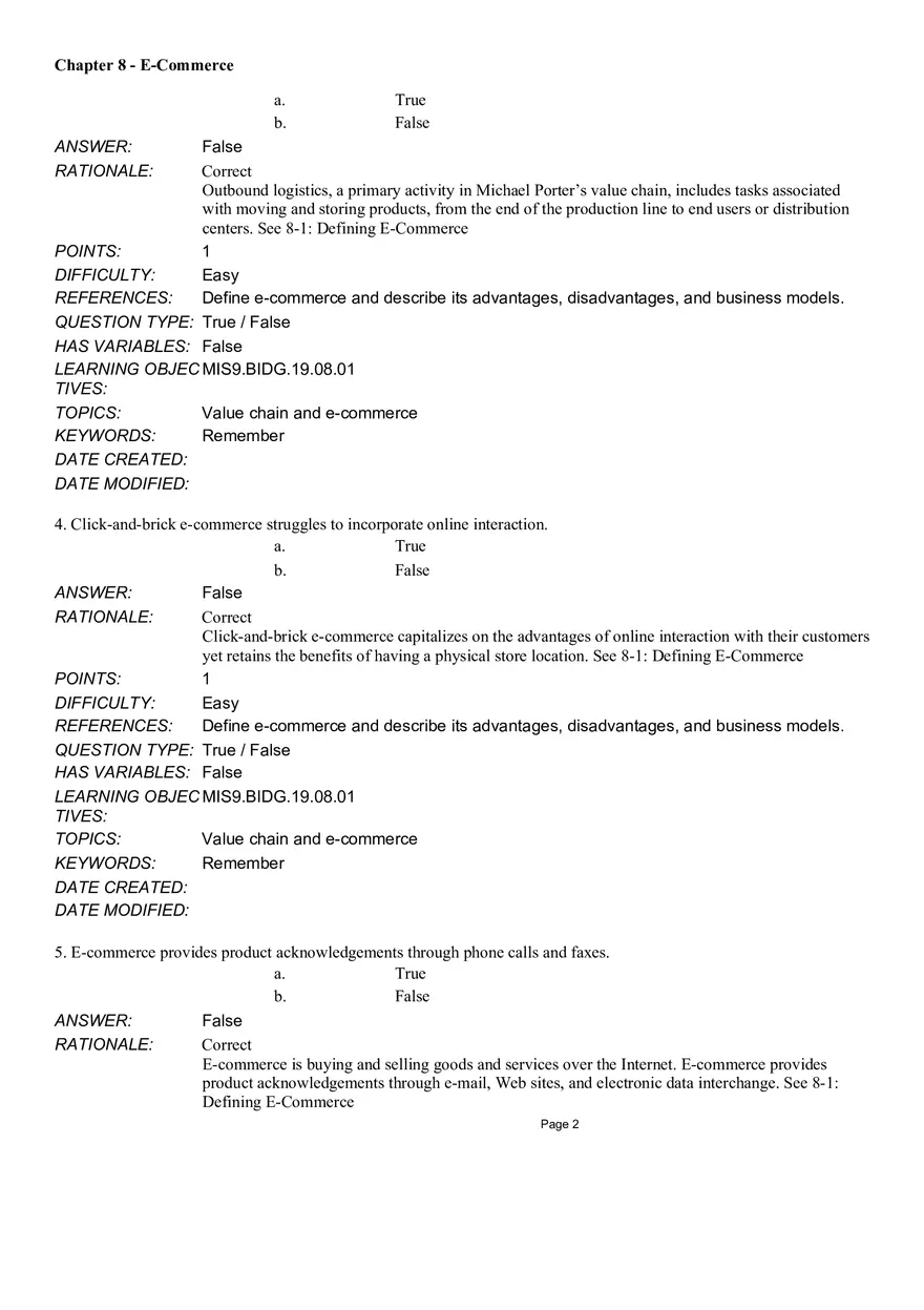 Chapter 8  E-Commerce True False - Page 2