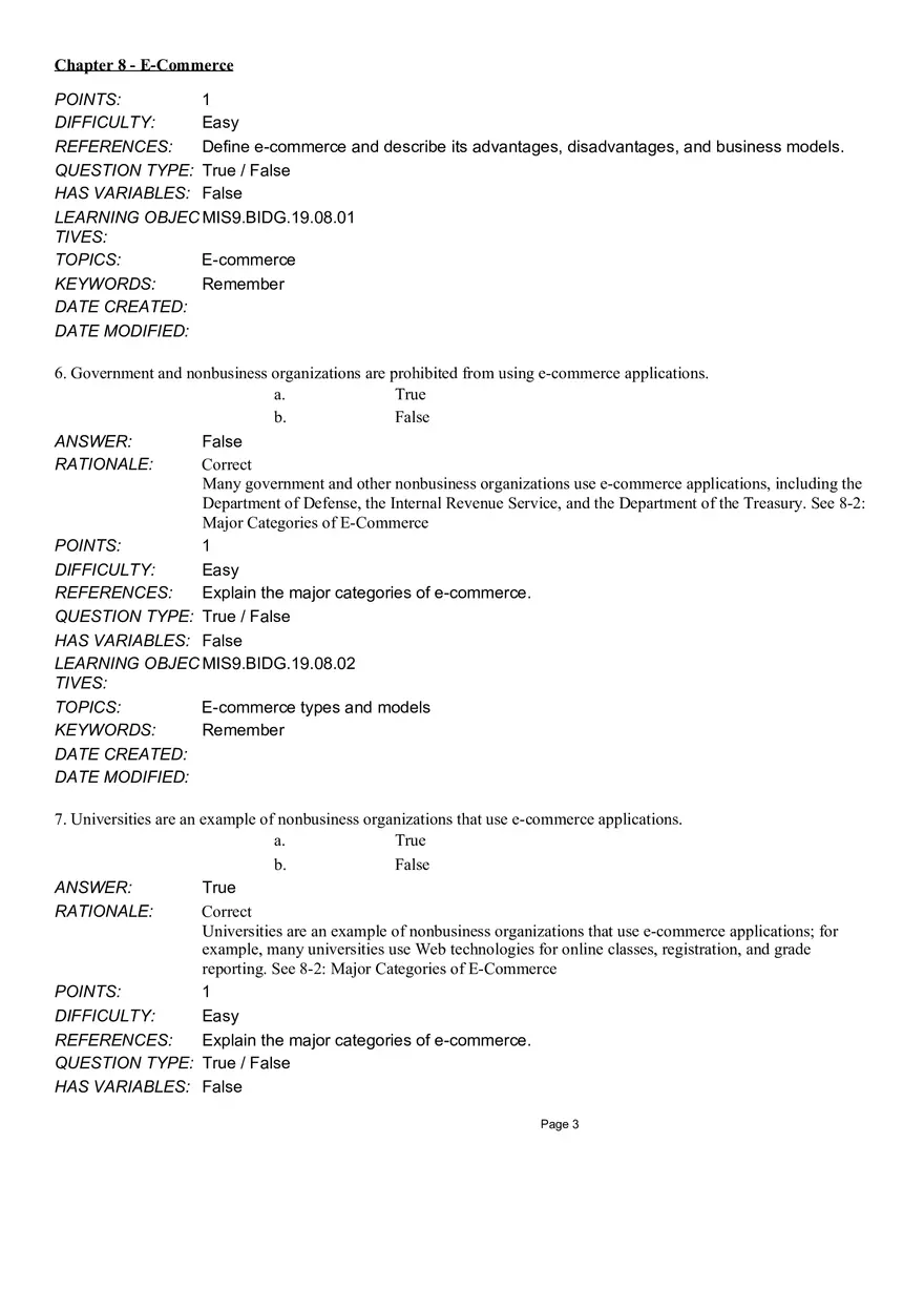 Chapter 8  E-Commerce True False - Page 3