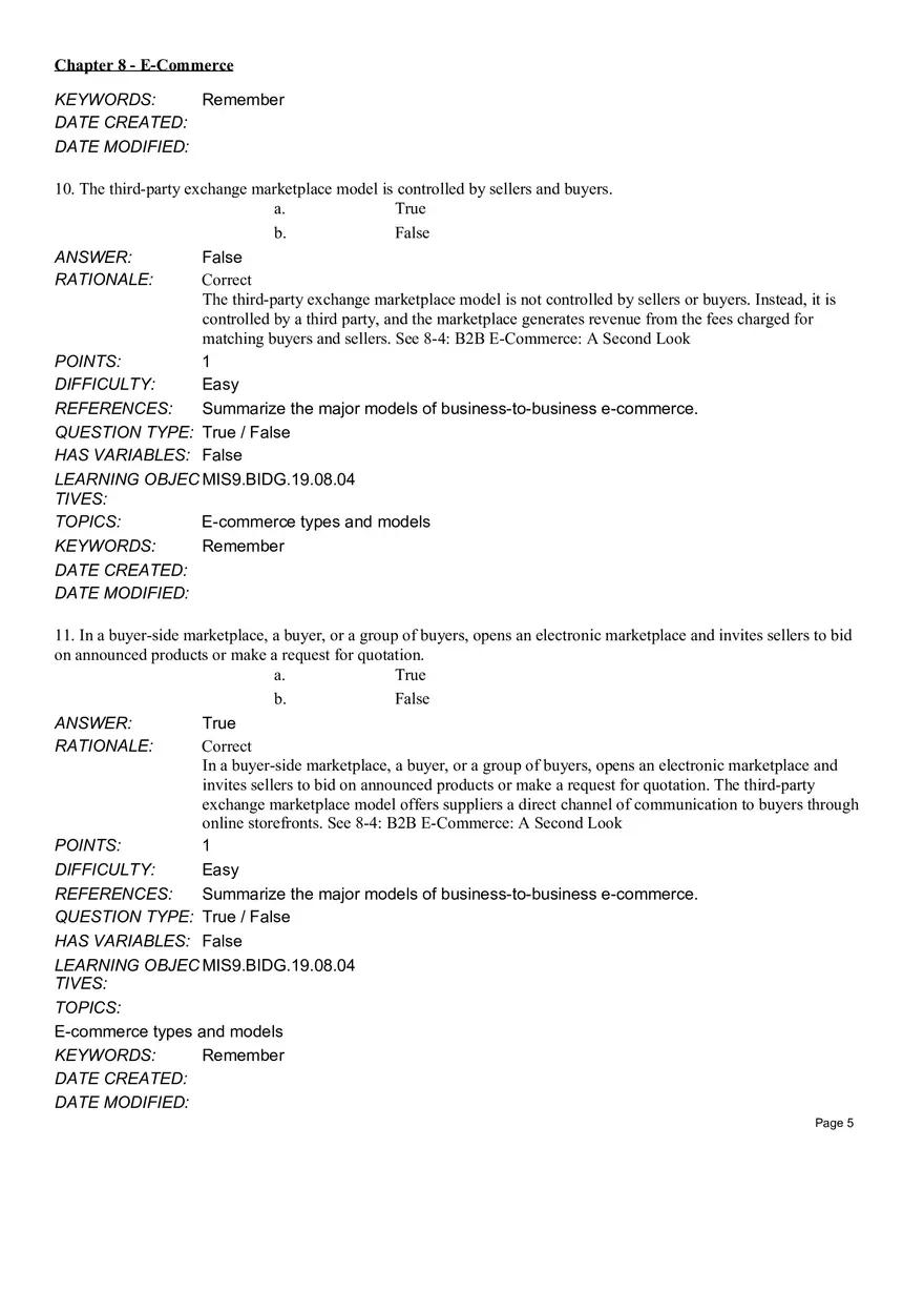 Chapter 8  E-Commerce True False - Page 5