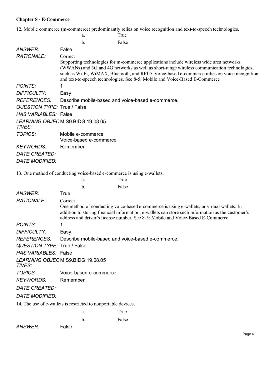 Chapter 8  E-Commerce True False - Page 6