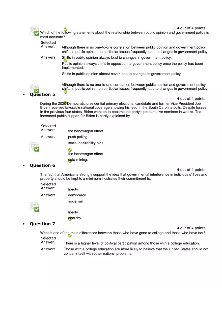 Quiz 8 - Chapter 6  Public Opinion  6 - Page 2