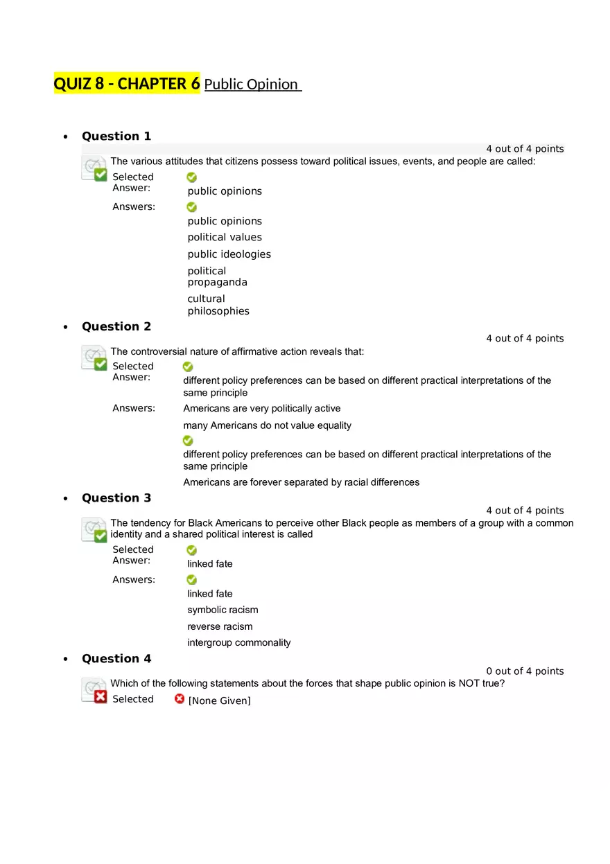 Quiz 8 - Chapter 6  Public Opinion  1 - Page 1