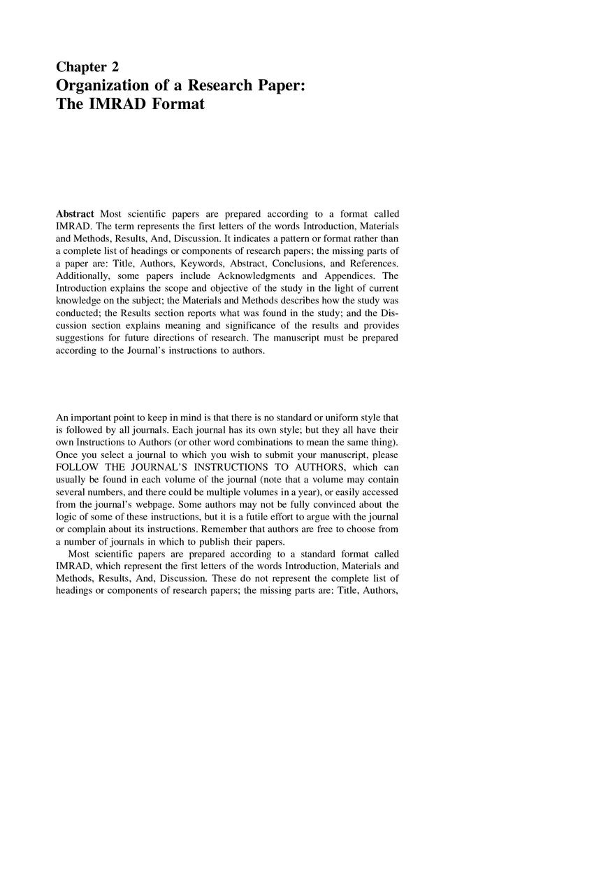 Chapter 2 Organization of a Research Paper The IMRAD Format - Page 1