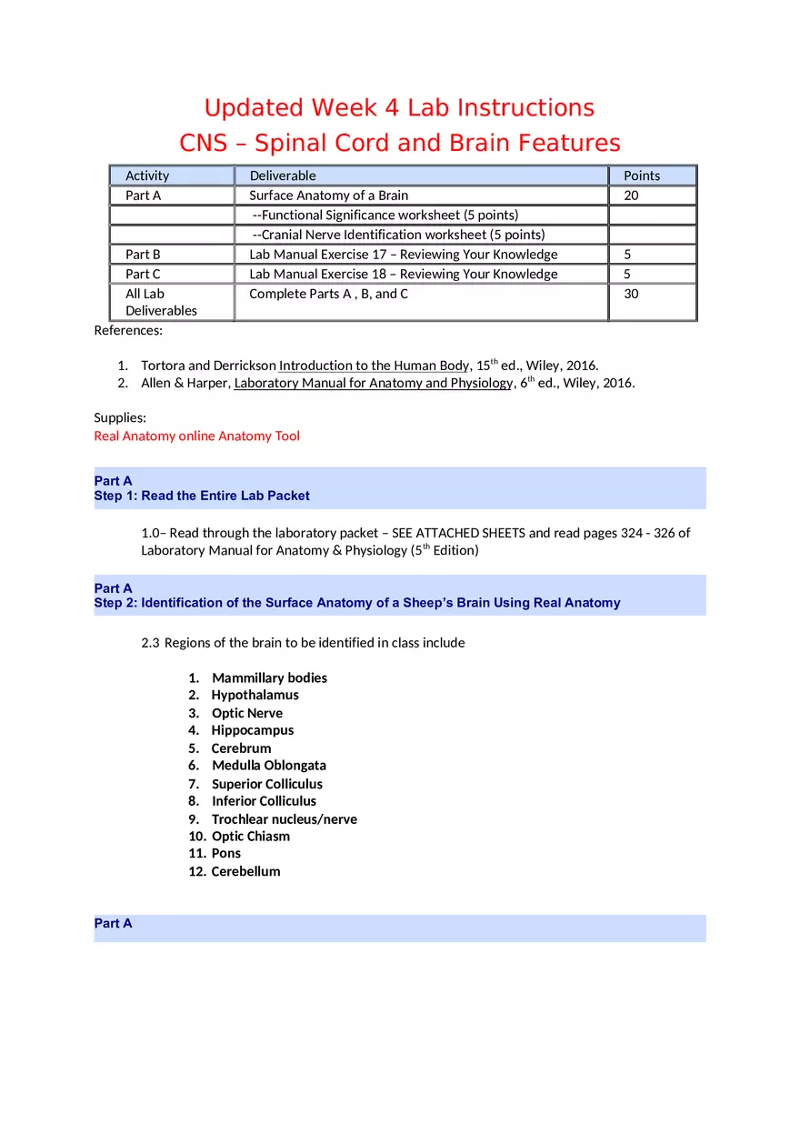 CNS Lab – Spinal Cord and Brain Features - Page 1