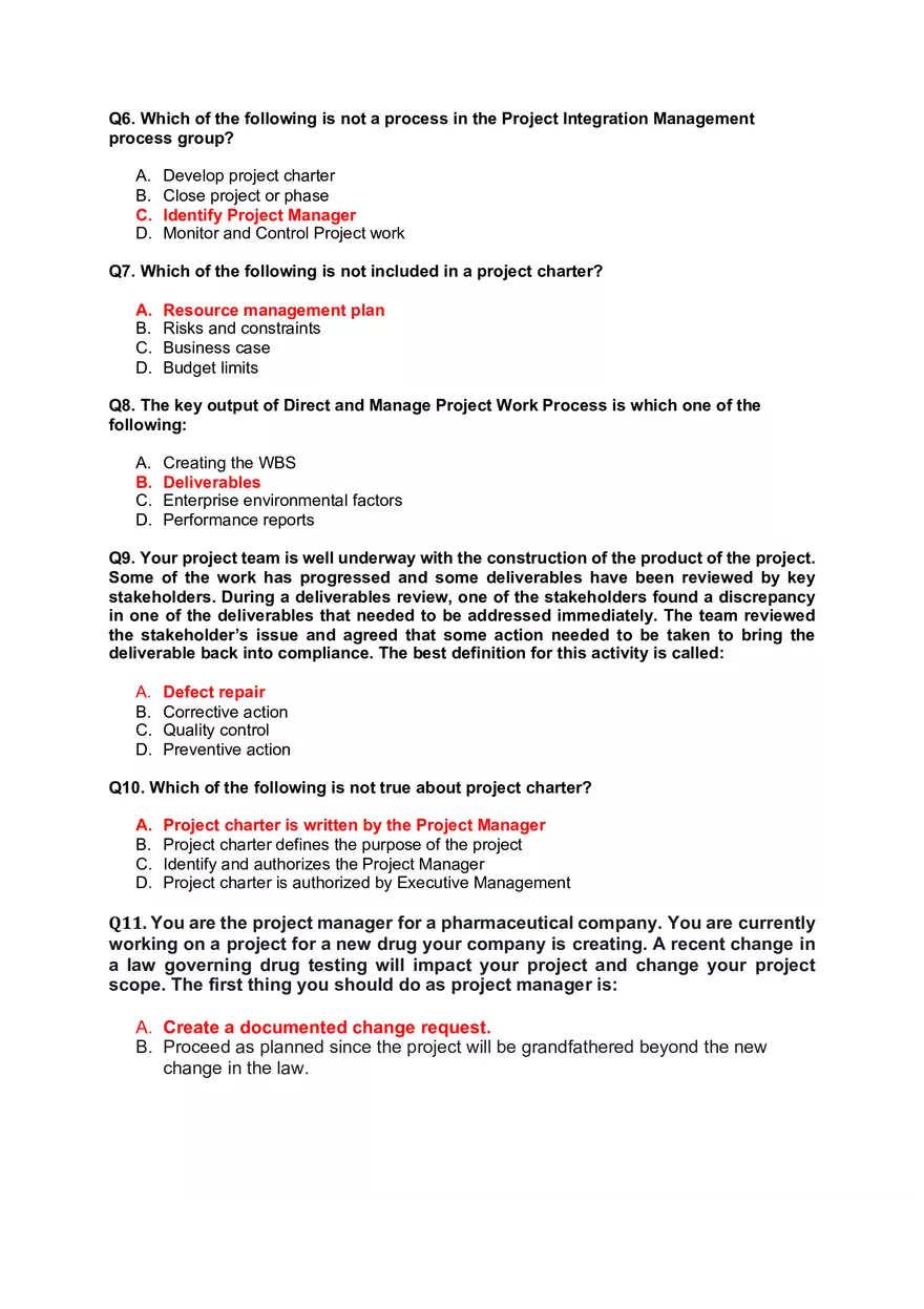 Chapter 4 Project Integration Management Multiple Сhoice Questions - Page 2