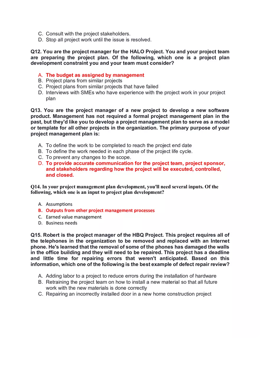 Chapter 4 Project Integration Management Multiple Сhoice Questions - Page 3