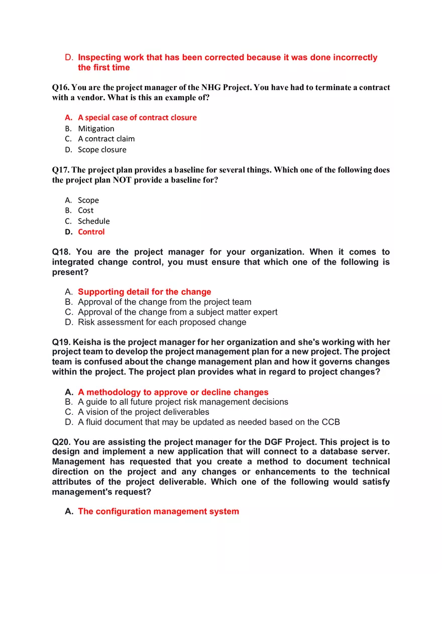 Chapter 4 Project Integration Management Multiple Сhoice Questions - Page 4